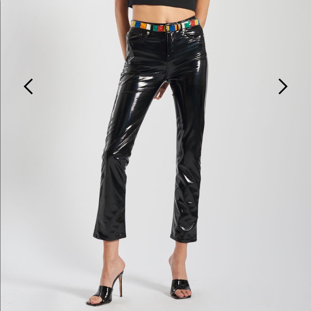 FIORUCCI Black Vinyl Pants. NWT. Skinny leg, mid-rise.